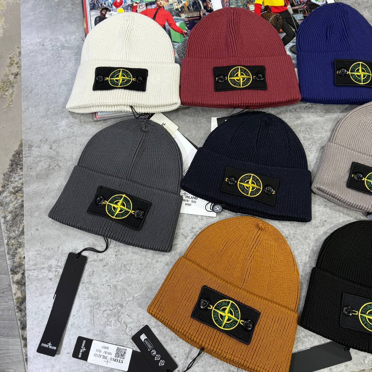 Stone Island Thick Ribbed Wool Beanie in Multiple Colors Best Sale UK Reps AAA Quality