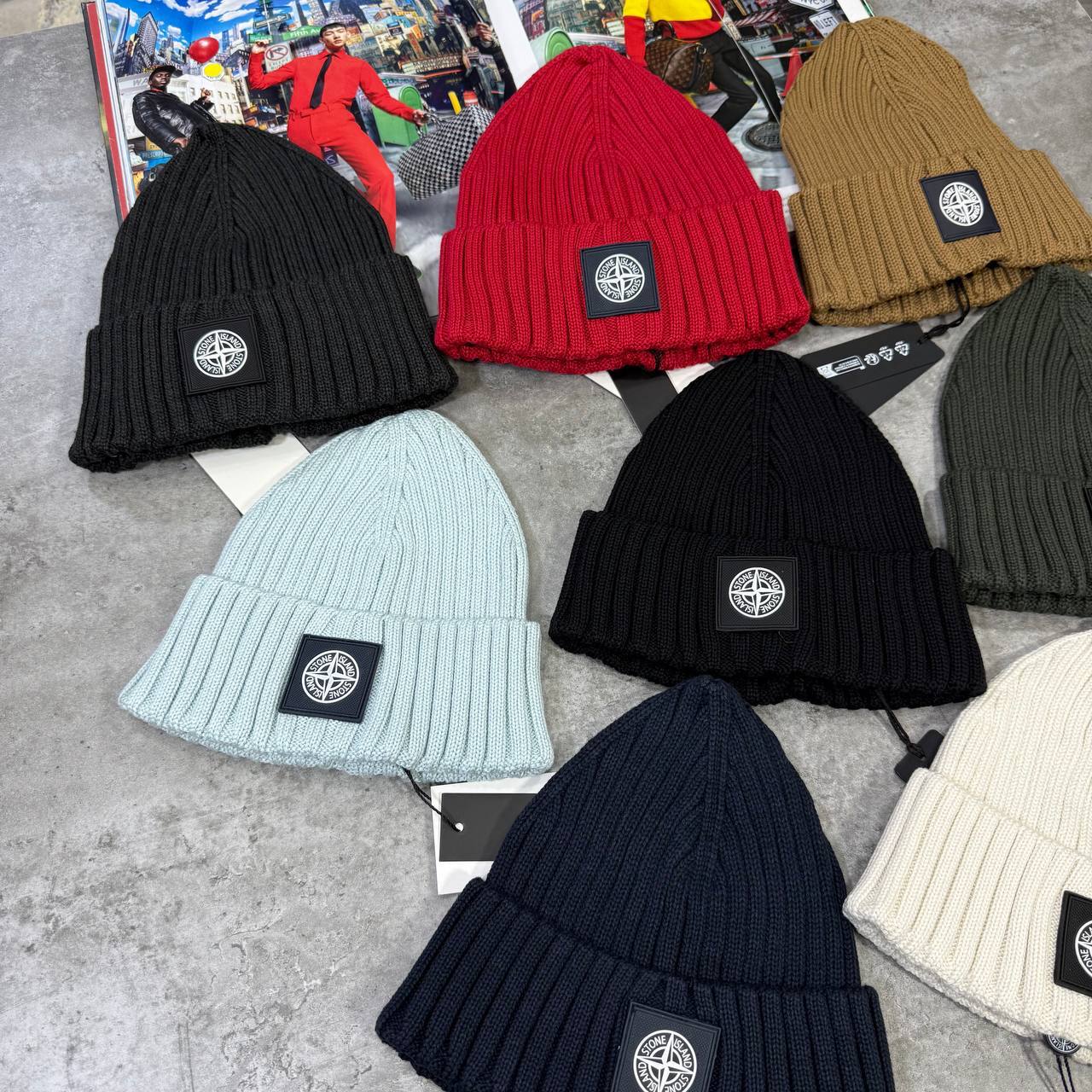 Stone Island Ivory Beanie with Compass Logo Patch in Multiple Colors Best Sale UK Reps AAA Quality