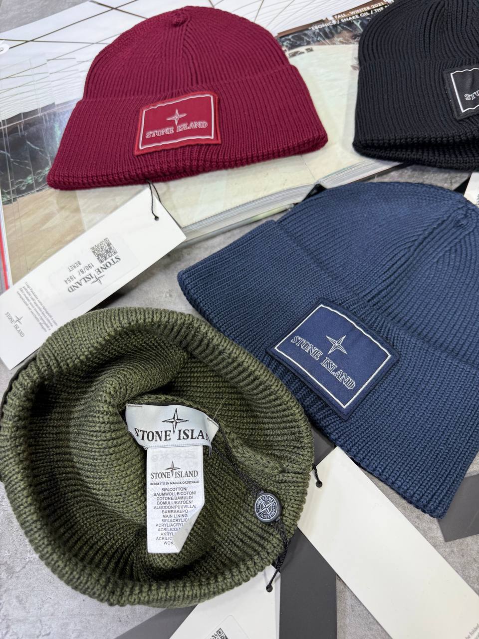 Stone Island Badge Woolen Beanie in Multiple Colors Best Sale UK Reps AAA Quality