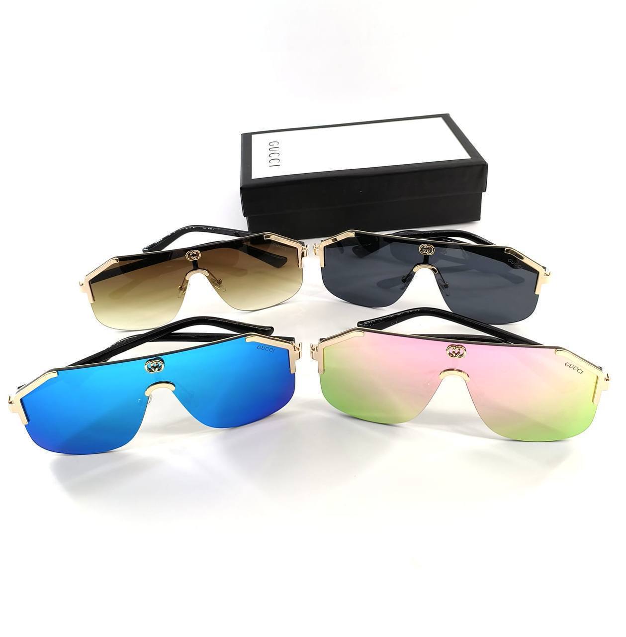 Gucci Oversized Rectangular Rimless Metal Frame Racer in Different Colors