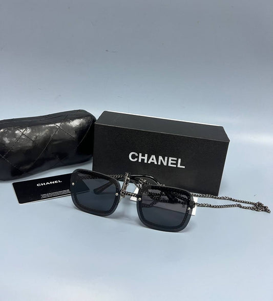 Chanel Chain Square Sunglasses in Black