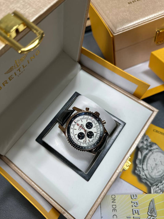 Breitling Navitimer B01 Chronograph Rose Gold Silver Dial Men's Watch