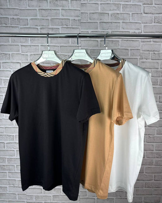 Burberry Check Trim Cotton Men's T-Shirt in Multiple Colors