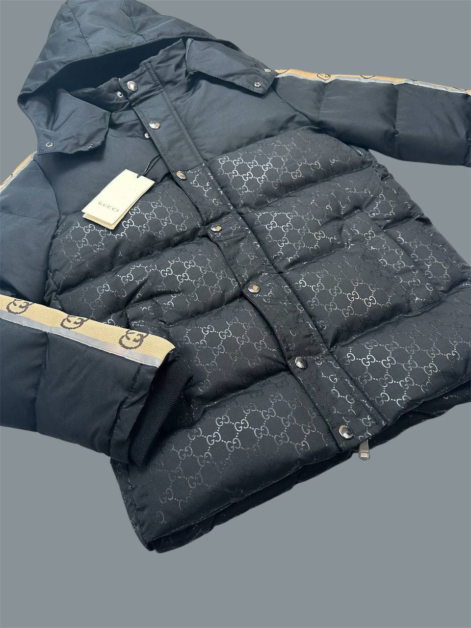 Gucci GG Jacquard Nylon Padded Mens Jacket in Black Color Best Sale UK Reps AAA Quality
