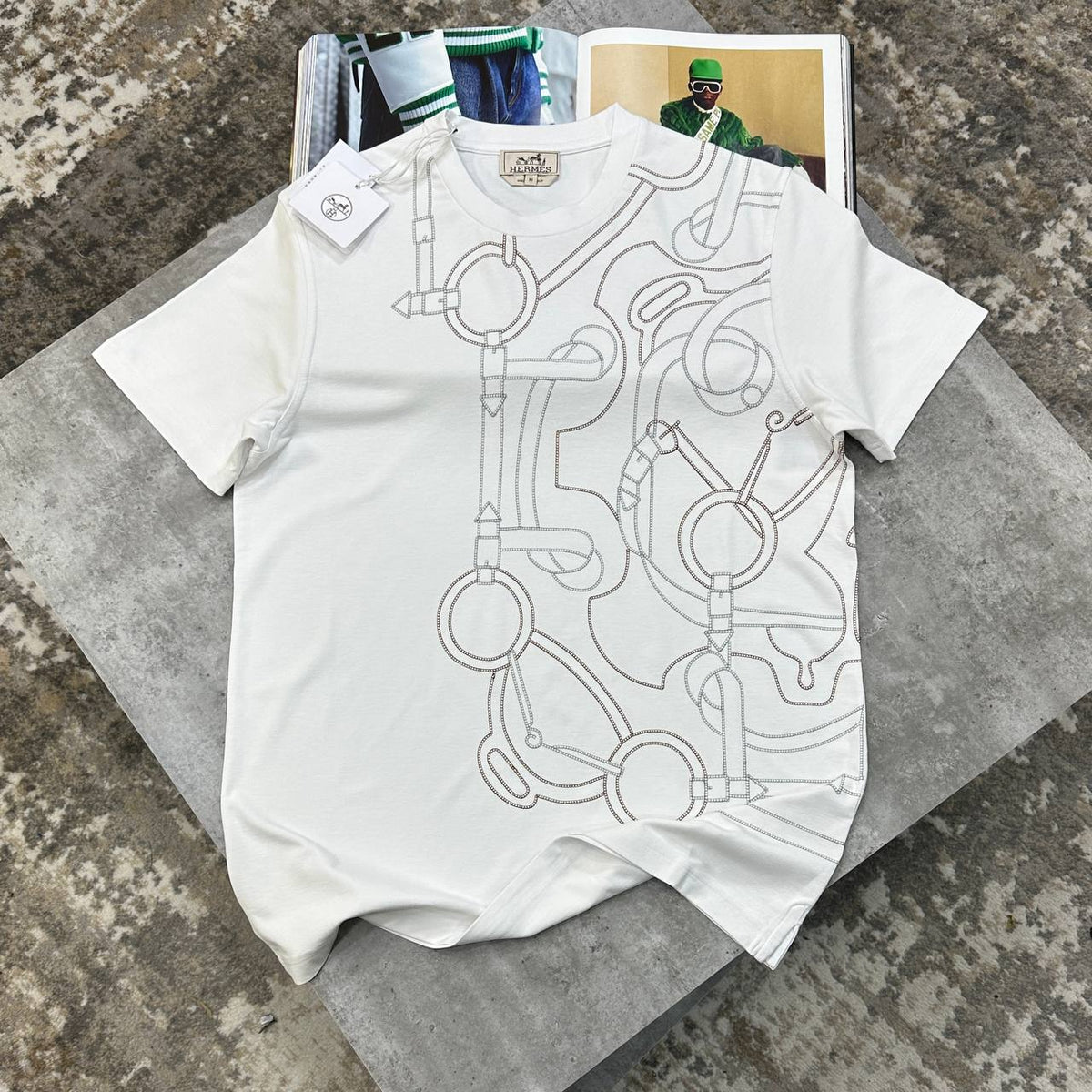 Hermès Golden Spurs Motif T-Shirt UK Reps Superclone Quality