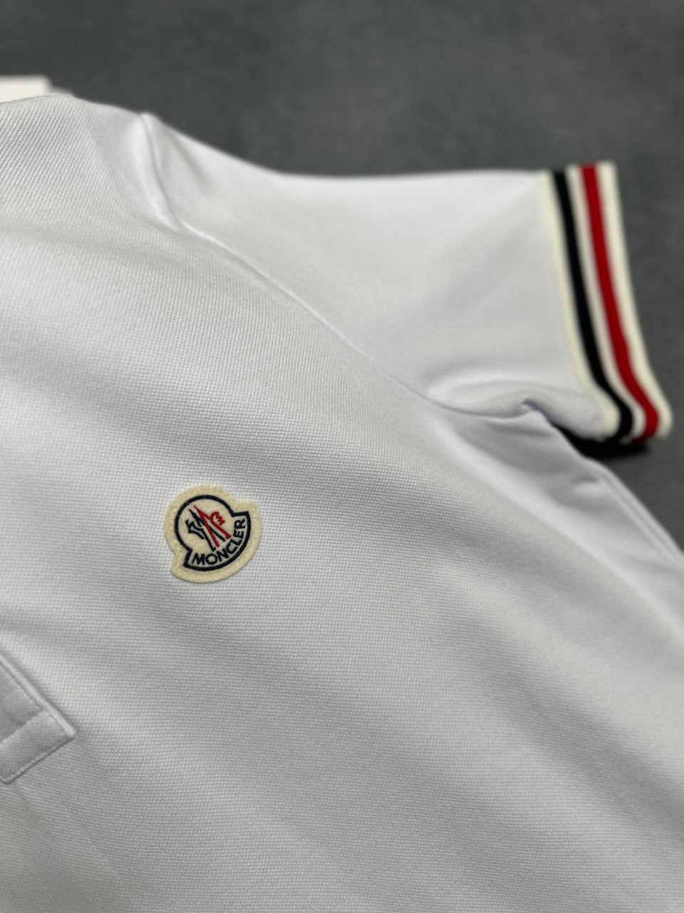 Moncler Logo Embroidered Stripe Short Sleeve Polo Shirts Men's Multiple Colors Replica UK