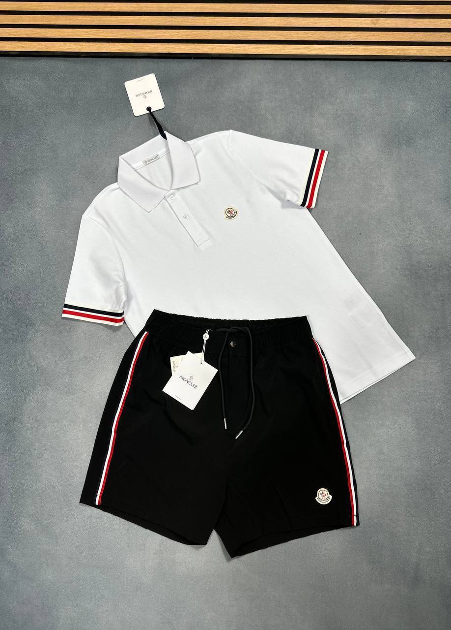 Moncler Stripe Logo Printed Polo Shirts & Shorts Sets Mens Multiple Colors UK Replica
