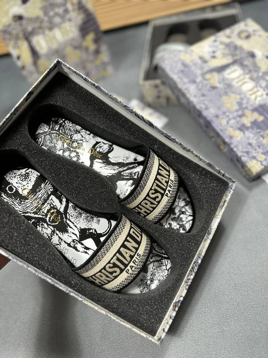 Christian Dior Grey Tiger Dway Sliders Women's UK Reps AAA Quality