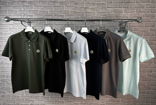 Moncler Black Logo Patch Cotton Piquet Polo Shirt Men's Multiple Colors UK Reps AAA