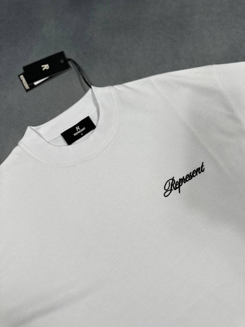 Represent White Cotton Club Script Mesh Men's T-Shirt  UK Reps AAA Quality