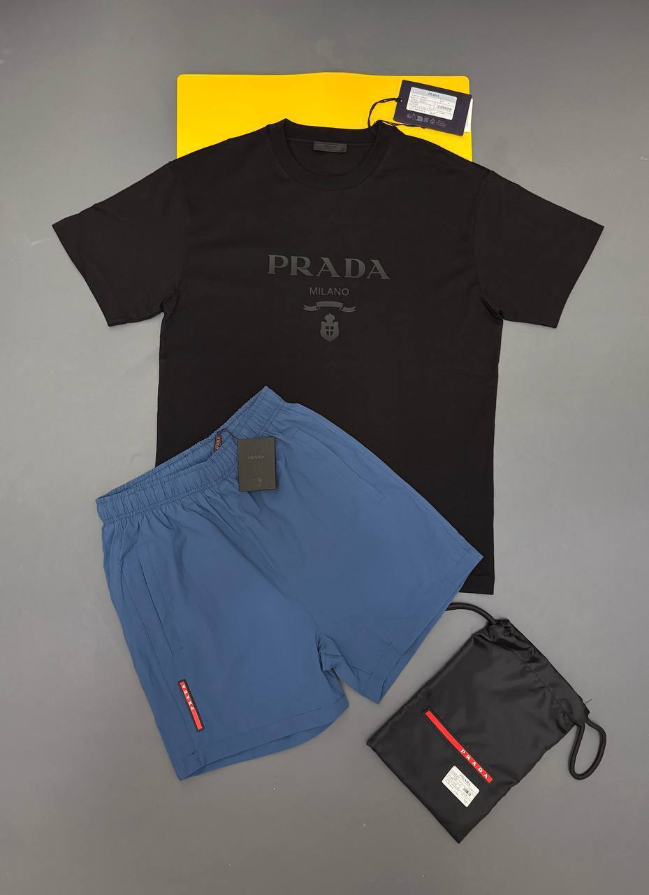 Prada Logo Casual Embroidered T-Shirts & Shorts Sets Men's Different Colors UK AAA Quality Reps