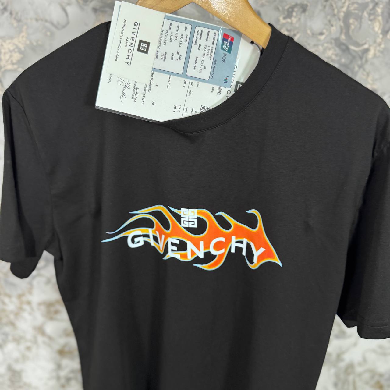 Givenchy Flames Logo Slim Fit T-shirt Mens in 2 Colors Best Sale UK Reps AAA Quality