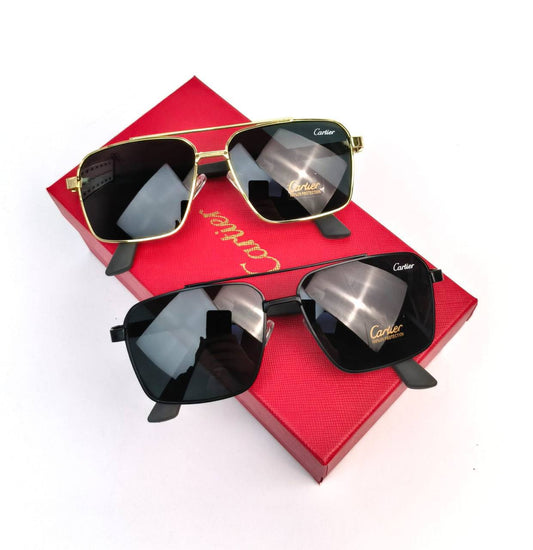 Cartier Men's Double-bar Metal Frame Sunglasses 2 Colors UK Reps Best Sale