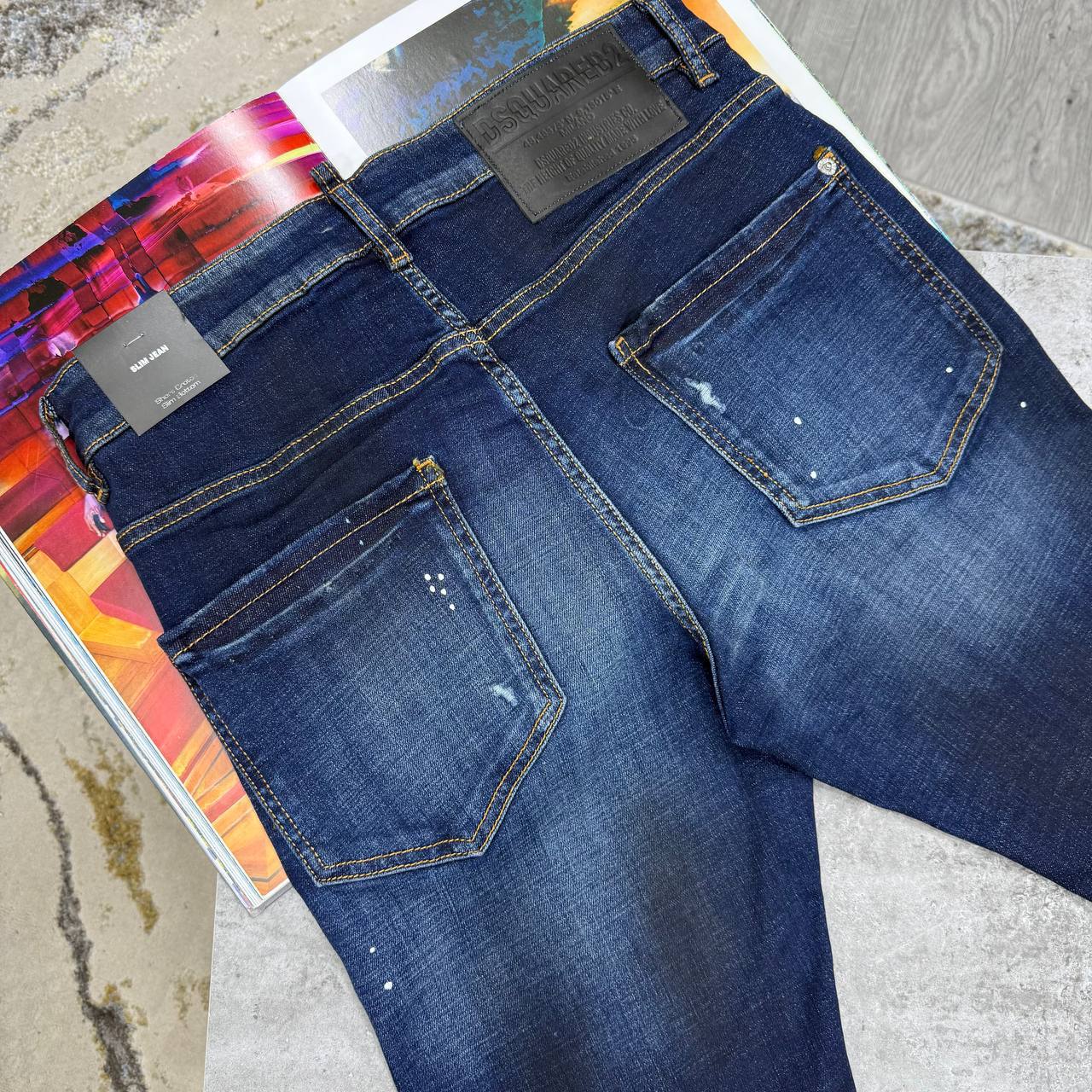 Dsquared2 Runway Straight Cropped Jeans Mens in Blue Color Best Sale UK Reps AAA Quality