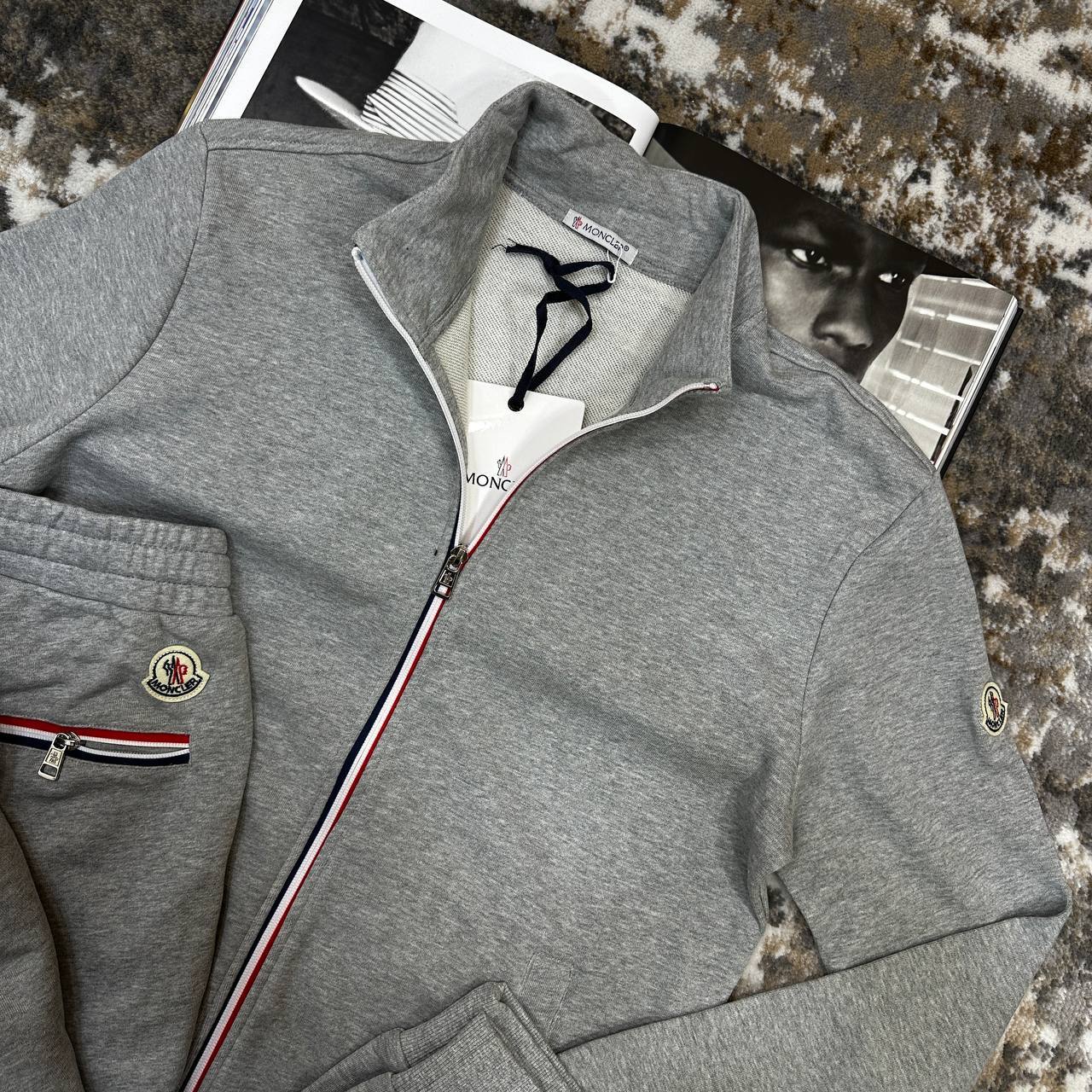 Moncler Tricolour-Trim Cotton Fashion Tracksuits Mens in 2 Colors UK Reps AAA Quality