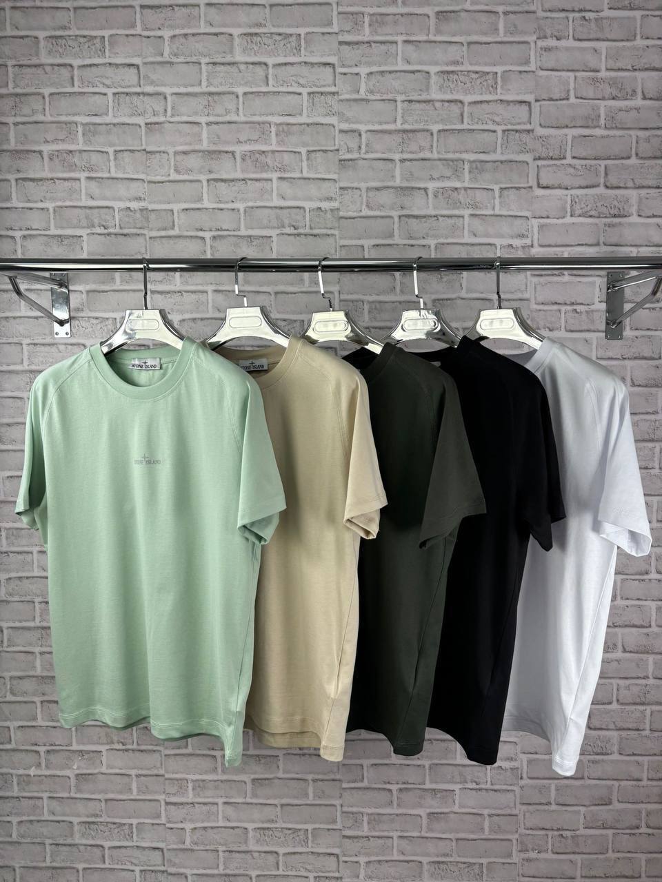Stone Island Logo-Embroidered Cotton Tees  Round Neck Mens in Multiple Colors UK Reps AAA Quality