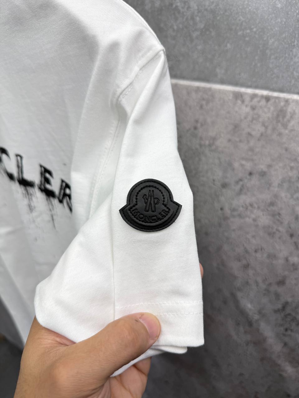 Moncler Logo-Print Faded-effect Cotton T-Shirts Mens in 2 Colors Best Sale UK Reps AAA Quality