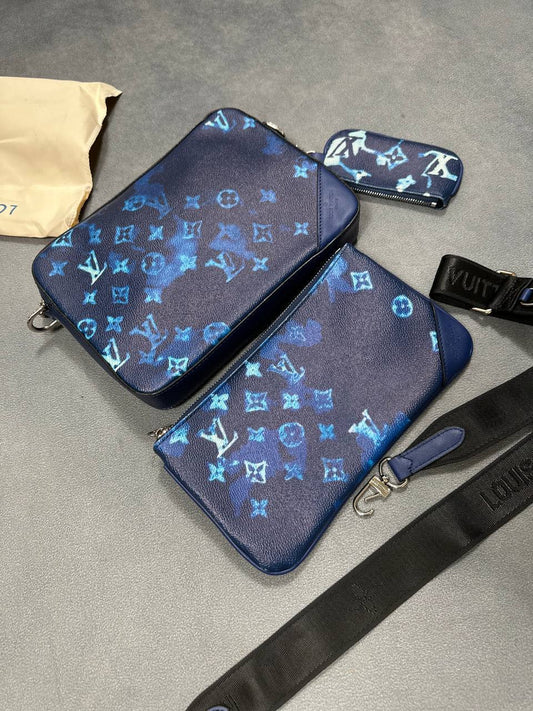 Louis Vuitton Trio Messenger Monogram Shadow Watercolor Virgil Abloh Grained Leather Bags UK Replica AAA Quality