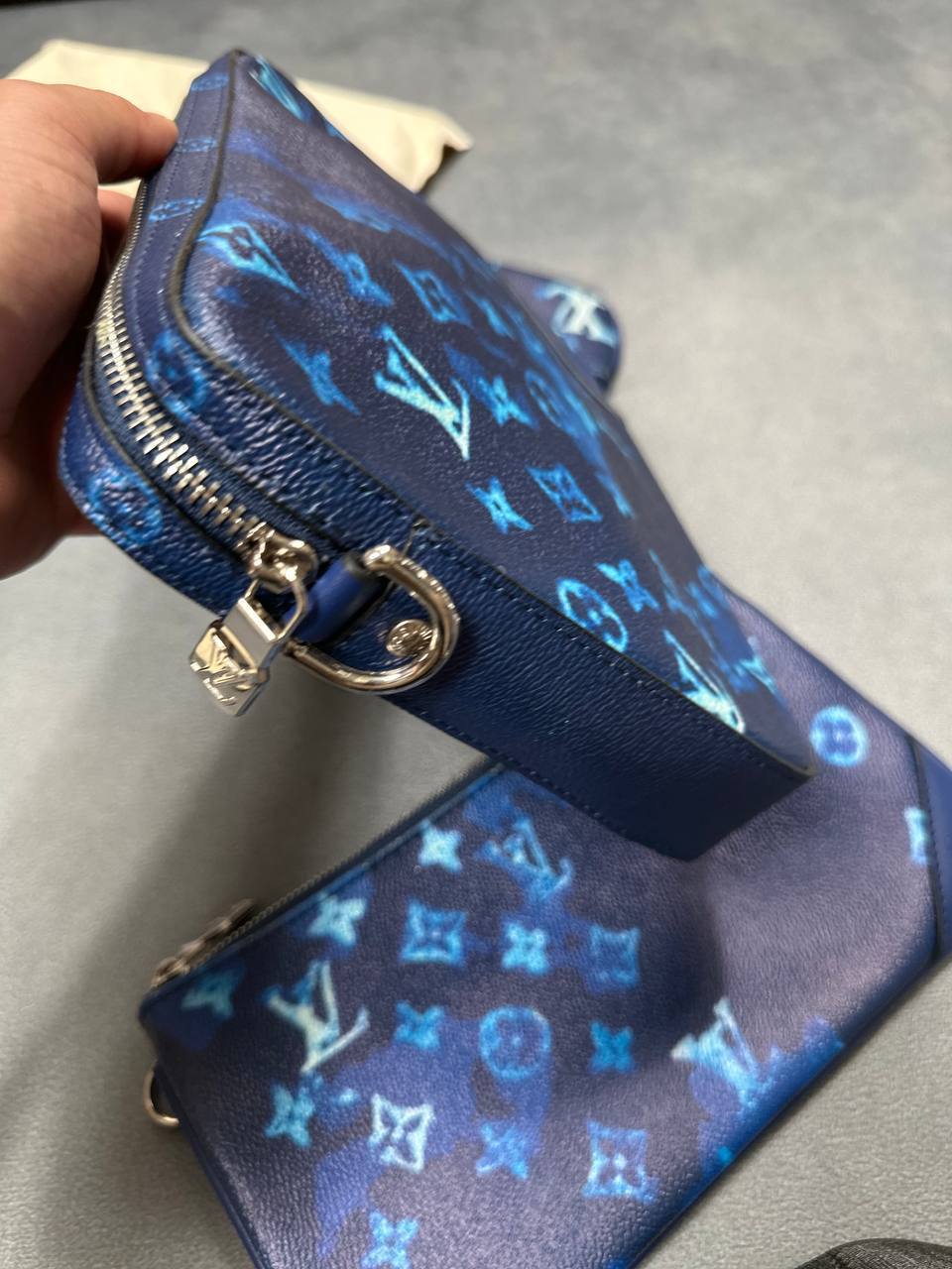 Louis Vuitton Trio Messenger Monogram Shadow Watercolor Virgil Abloh Grained Leather Bags UK Replica AAA Quality