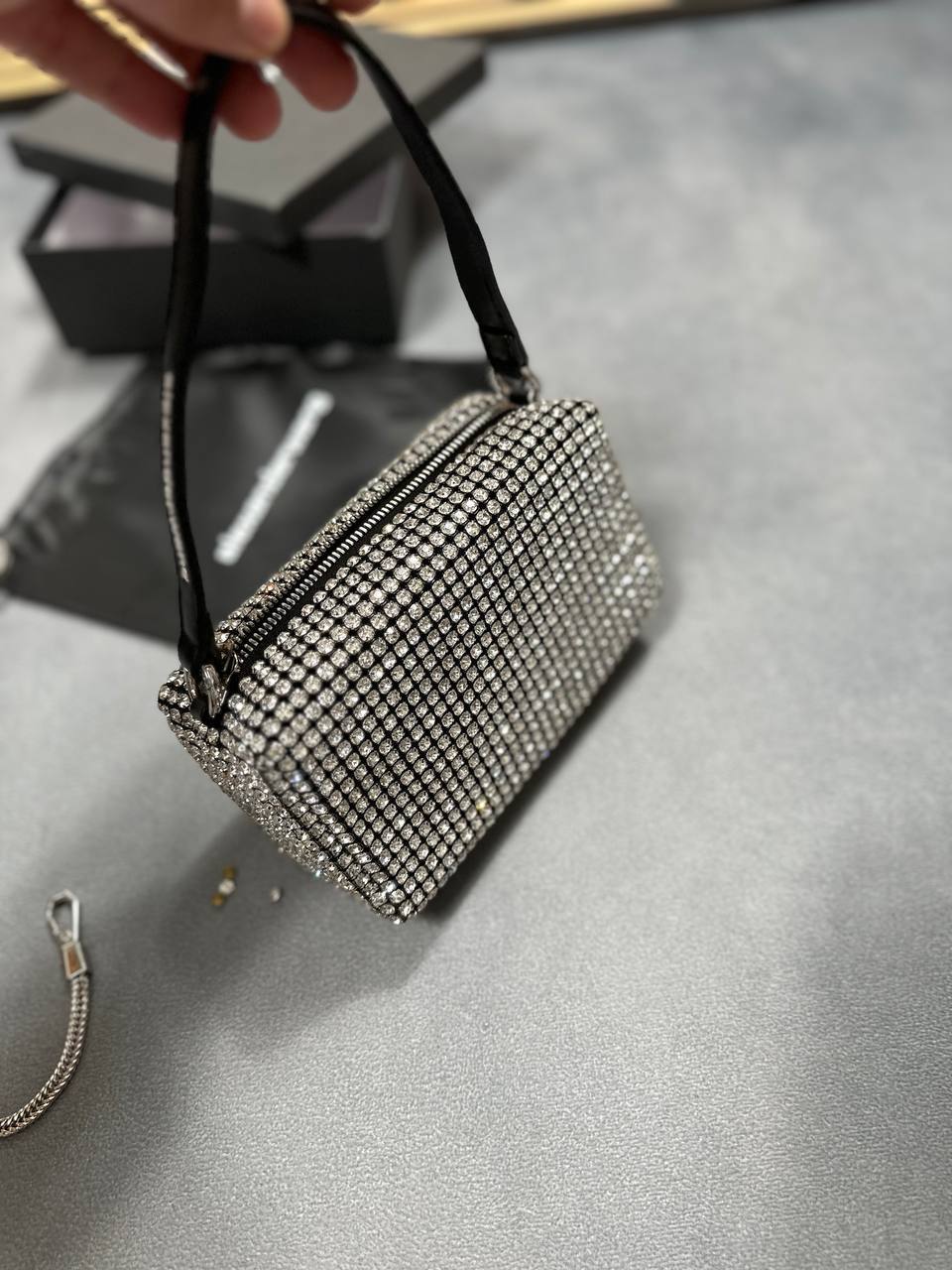 Alexander Wang Medium Wangloc Rhinestone Embellished Clutch Women's Bag UK Best Sale Replica