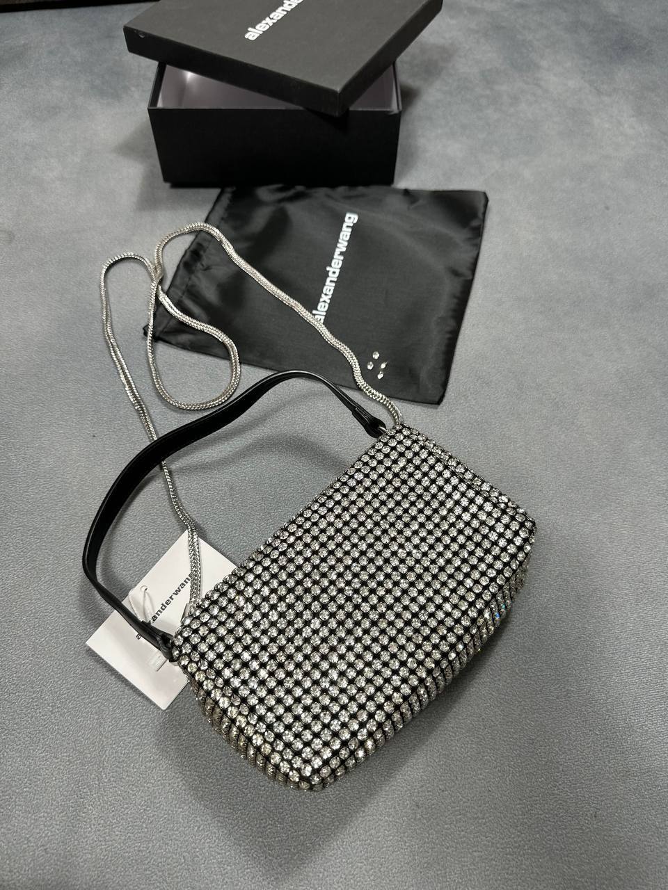 Alexander Wang Medium Wangloc Rhinestone Embellished Clutch Women's Bag UK Best Sale Replica