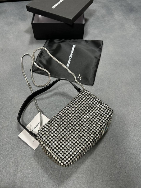 Alexander Wang Medium Wangloc Rhinestone Embellished Clutch Women's Bag UK Best Sale Replica