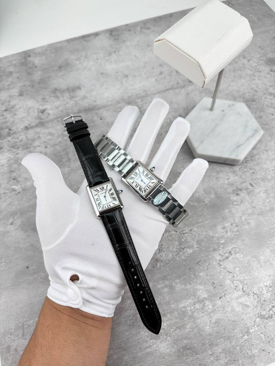 Cartier Tank Roman Numerals White Dial Stainless Steel Mens Watch in 2 Different Straps Best Sale UK Reps AAA Quality