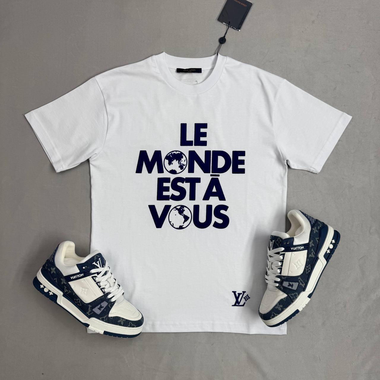 Louis Vuitton LV Men's Cream Monogram Short Sleeve T-Shirts Mens in 2 Color UK Reps AAA Quality