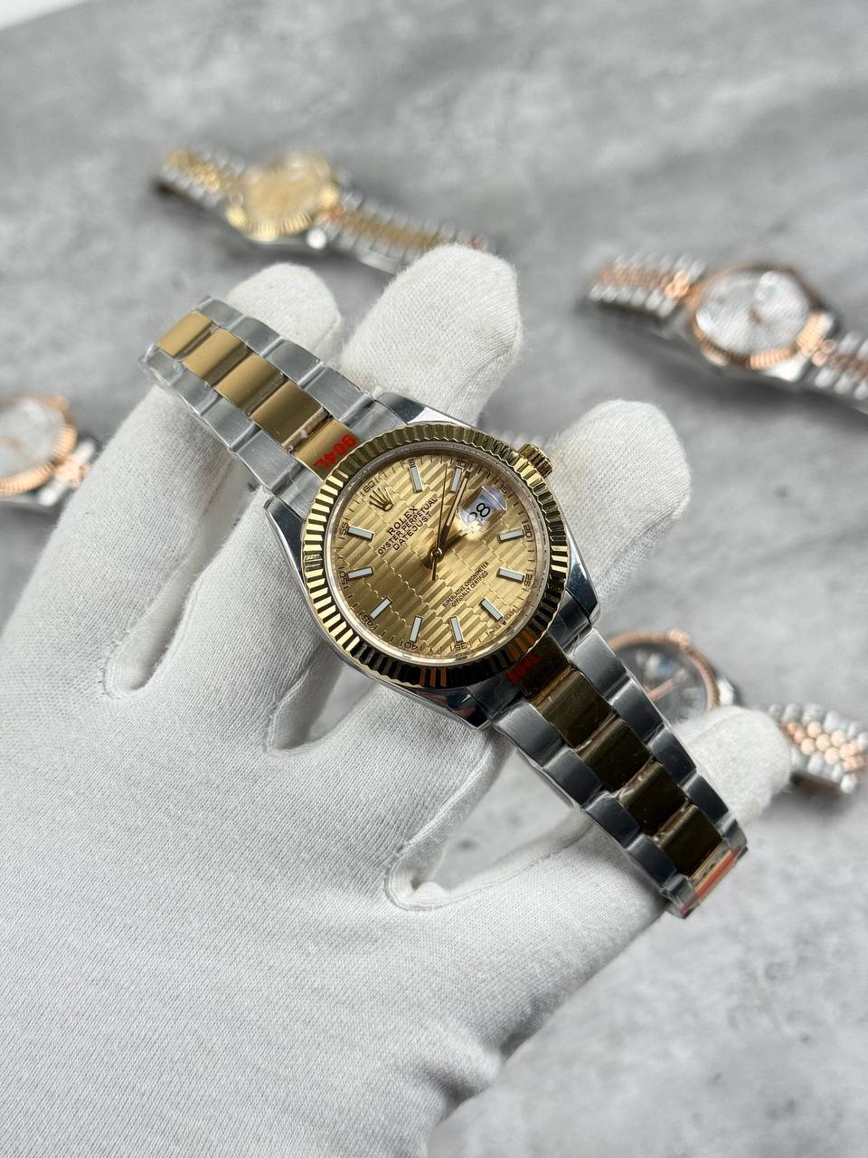 Rolex Datejust Two Tone Chain Strap Fluted Yellow Gold Dial Mens Watch Best Sale UK Reps AAA Quality