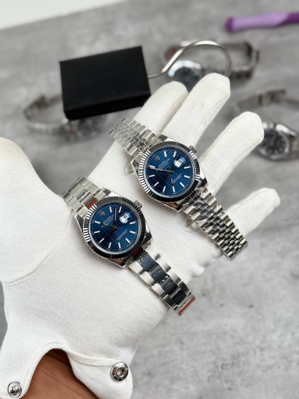 Rolex Datejust Fluted Blue Dial with Two Different Chain Bracelets Mens Watch Best Sale UK Reps AAA Quality