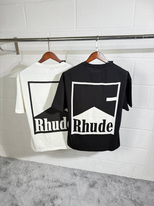 Rhude Chevron Tee White Men's Cotton Chevron Logo T-Shirts in 2 Colors UK Reps AAA Quality