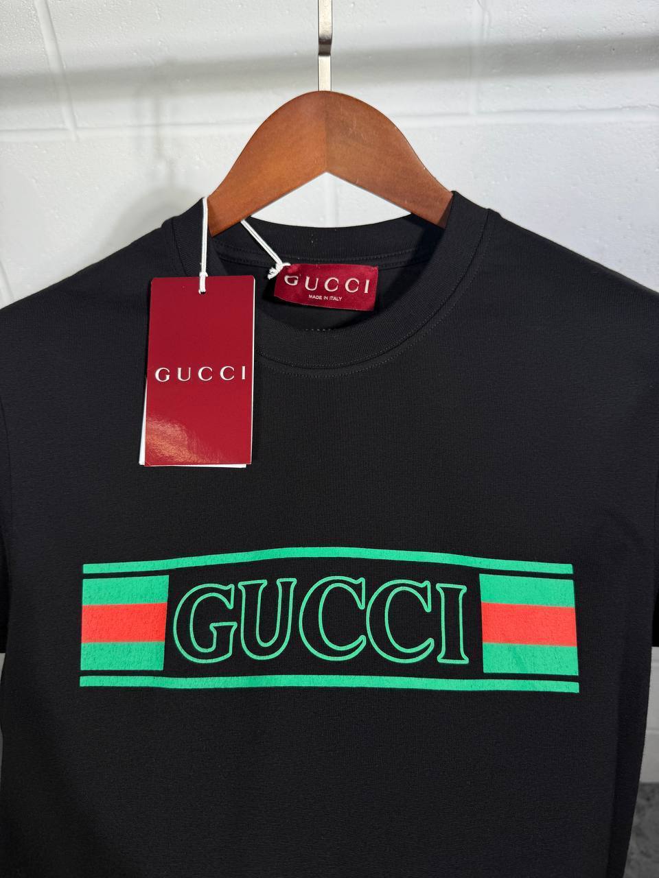Gucci Cotton Striped Web Banner Logo T-Shirts for Mens with Logo Print Best Sale UK Replica