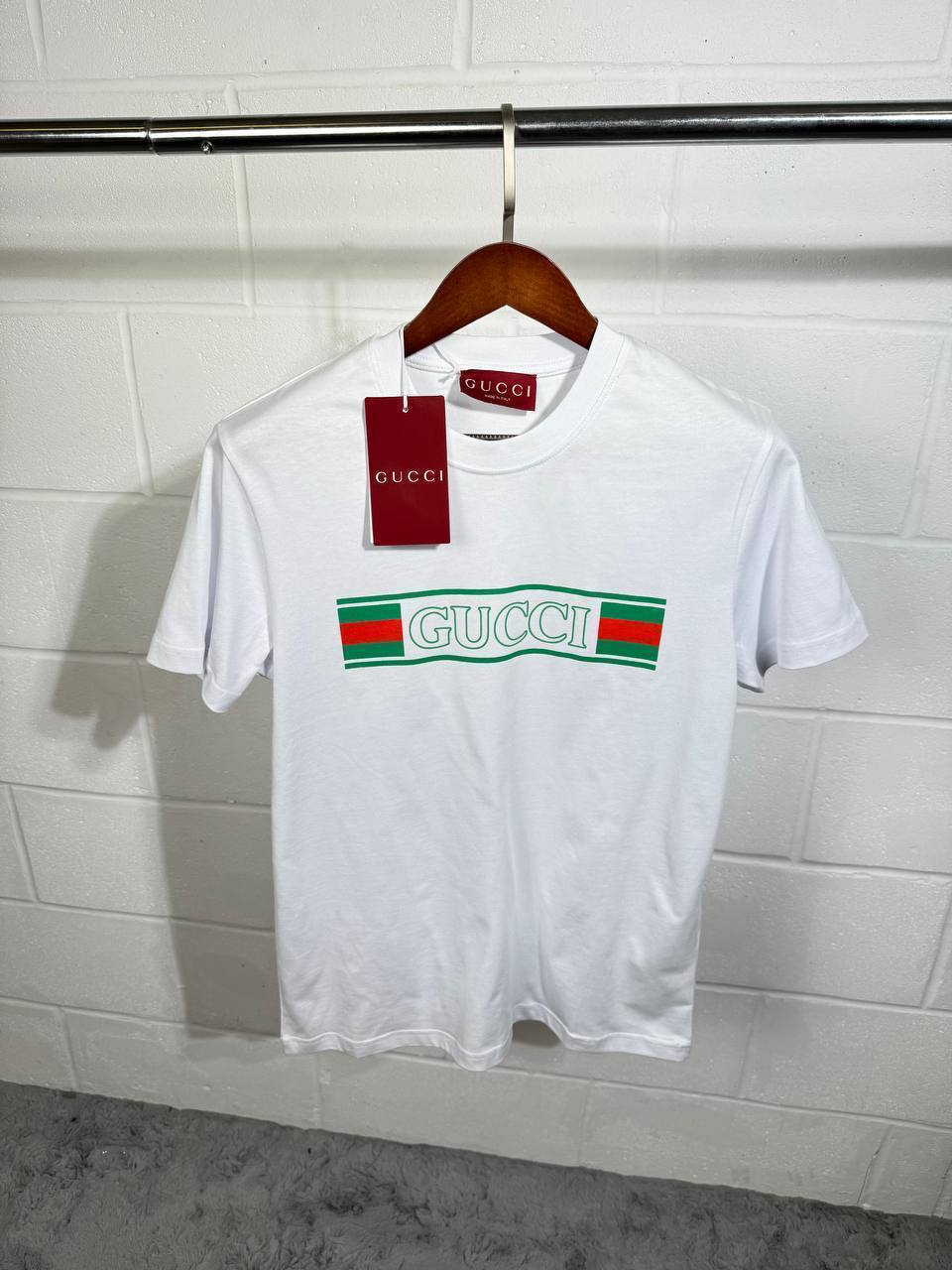 Gucci Cotton Striped Web Banner Logo T-Shirts for Mens with Logo Print Best Sale UK Replica