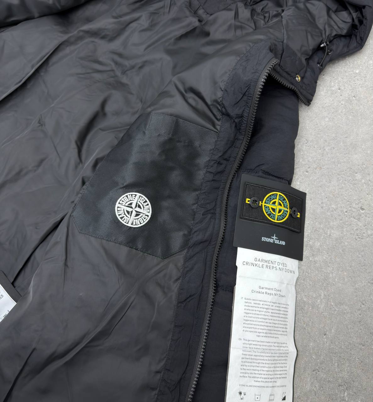 Stone Island Crinkle Reps Hooded Down Jacket Mens in 2 Colors UK Reps AAA Quality