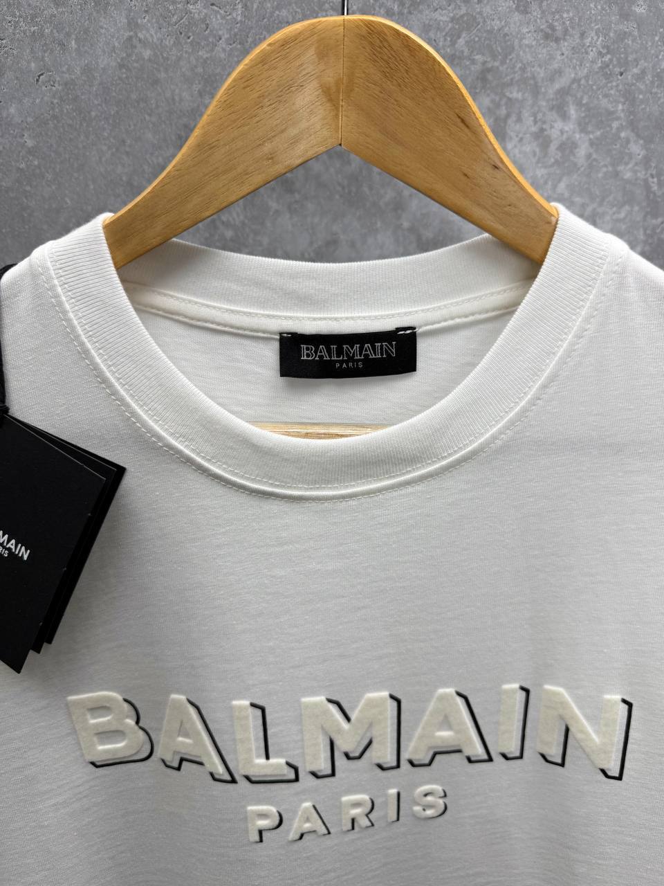 Balmain White Chest Logo Printed Crewneck T-Shirts in White Color Mens Best Sale UK Reps AAA Quality