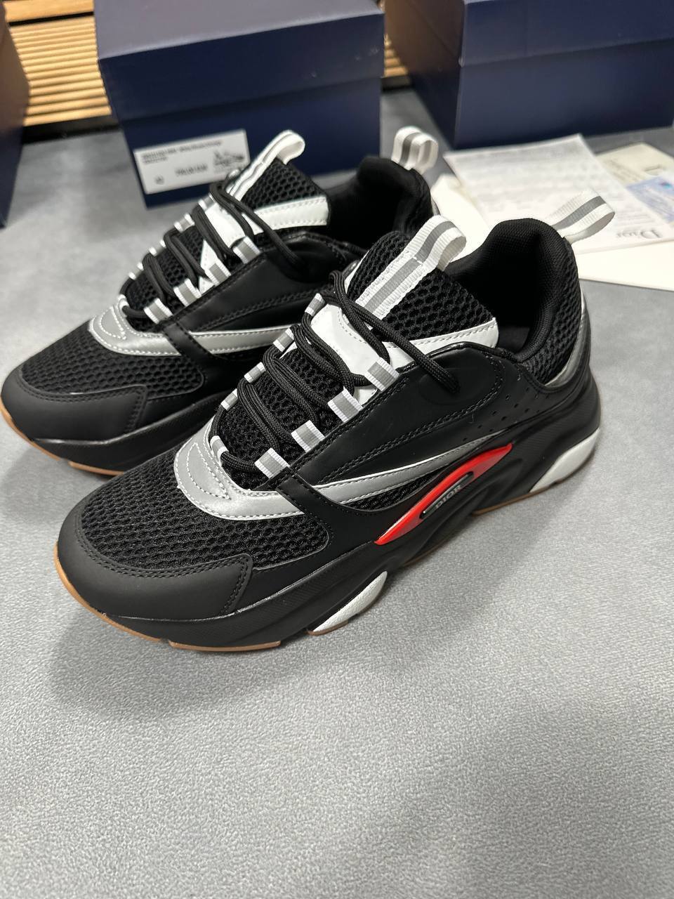 Dior B22 Runners Black Reflective Chunky Sneakers Mens UK Reps AAA Quality