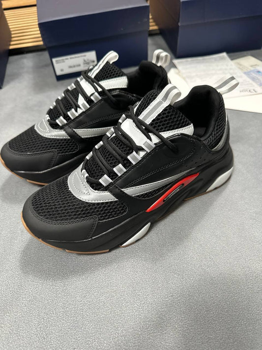 Dior B22 Runners Black Reflective Chunky Sneakers Mens UK Reps AAA Quality