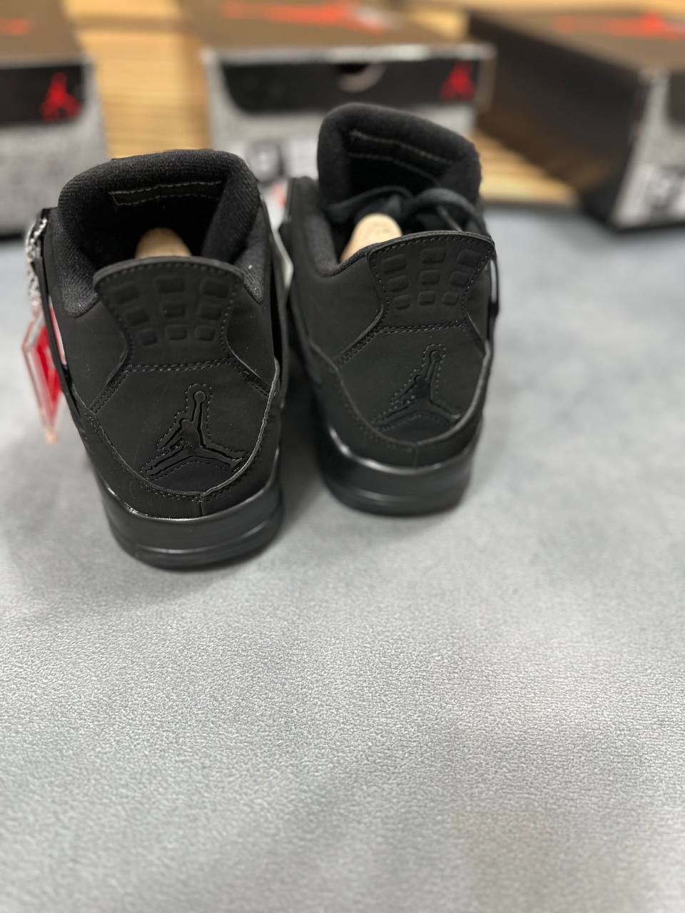 Nike Air Jordan 4 Retro Sneakers In Black Mens Shoes UK Reps AAA Quality