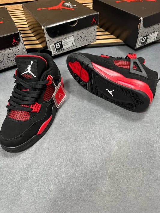 Nike Air Jordan 4 Retro Black & Red Sneakers Mens Shoes UK Reps AAA Quality
