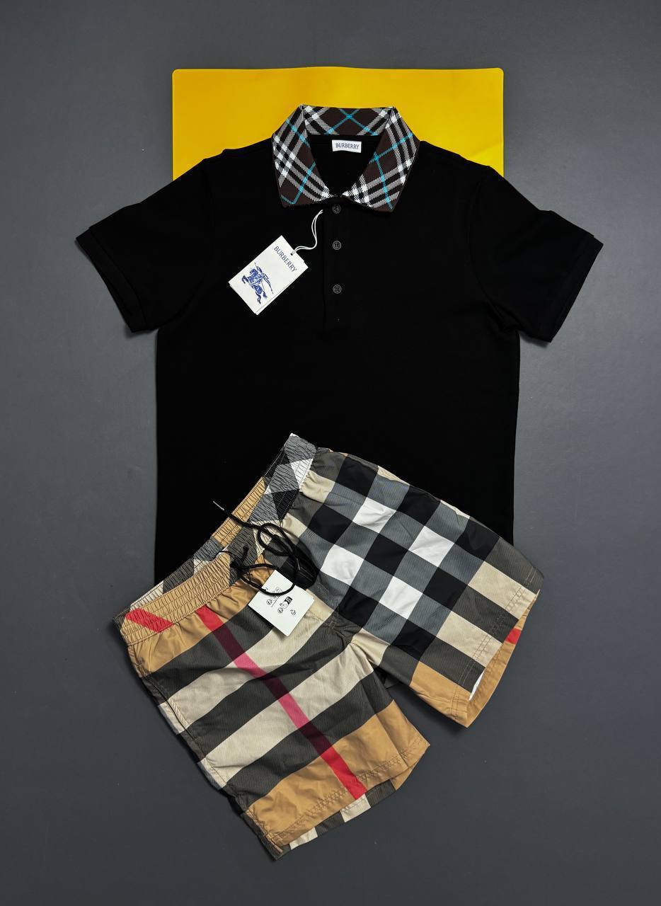 BURBERRY Checked-Collar Cotton Polo Shirts & Shorts Sets Mens in Multiple Colors AAA Quality UK Reps