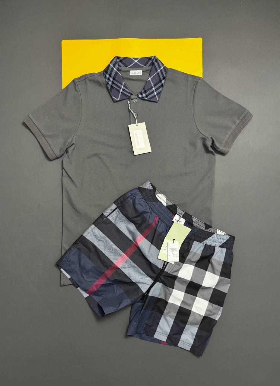 BURBERRY Checked-Collar Cotton Polo Shirts & Shorts Sets Mens in Multiple Colors AAA Quality UK Reps