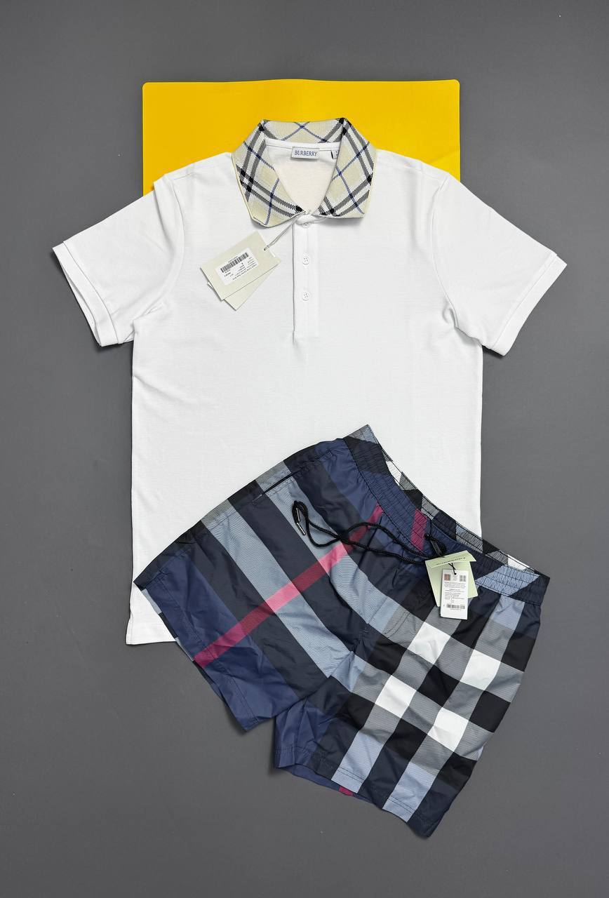 BURBERRY Checked-Collar Cotton Polo Shirts & Shorts Sets Mens in Multiple Colors AAA Quality UK Reps