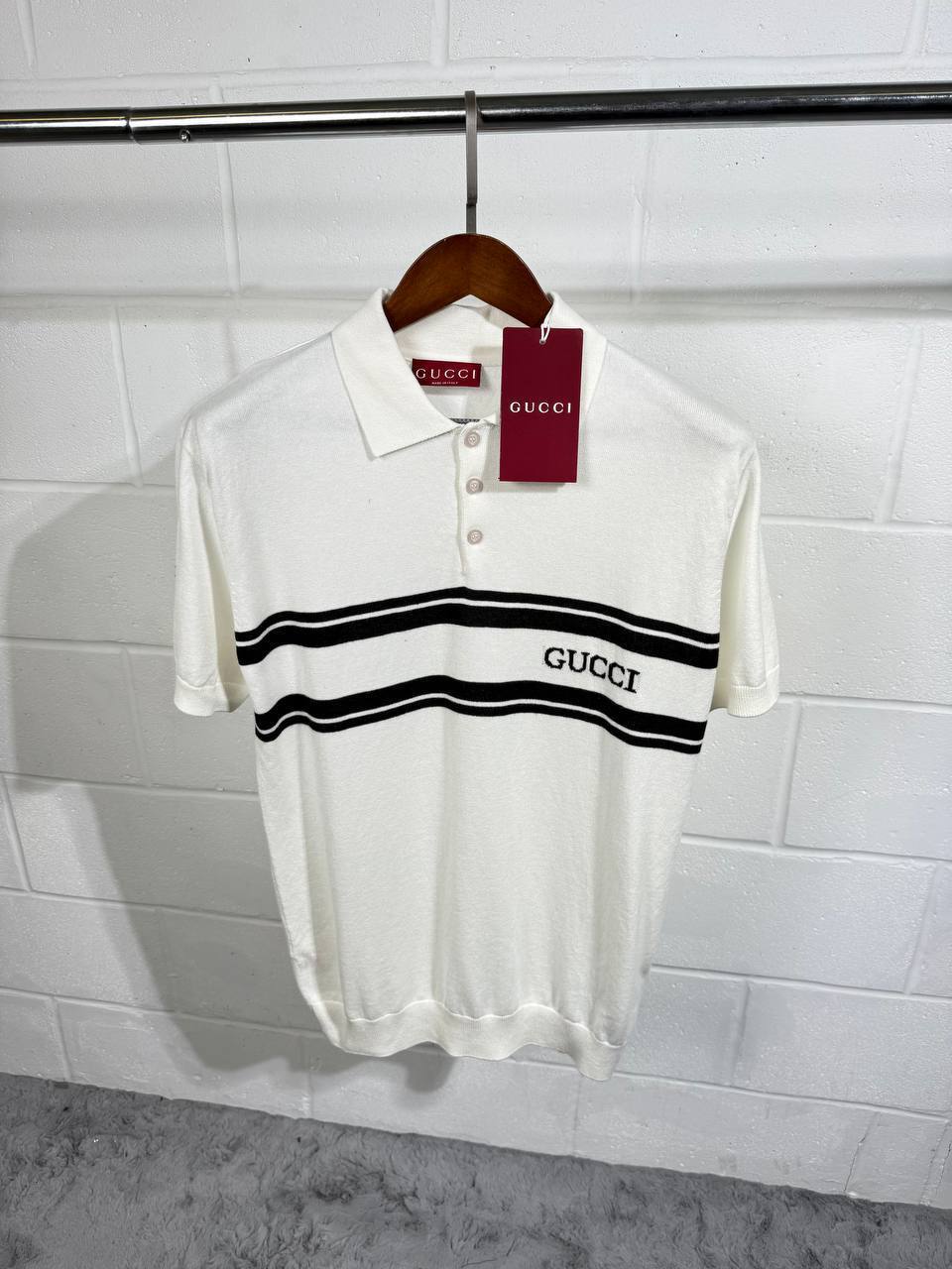 Gucci Striped Knitted Logo Polo Shirts Shorts Sleeves Mens in Multiple Colors UK Reps AAA Quality
