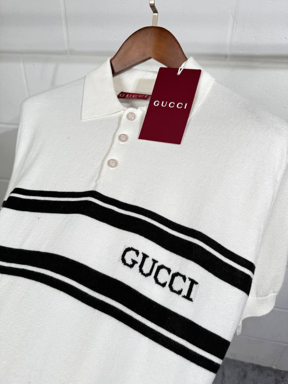 Gucci Striped Knitted Logo Polo Shirts Shorts Sleeves Mens in Multiple Colors UK Reps AAA Quality