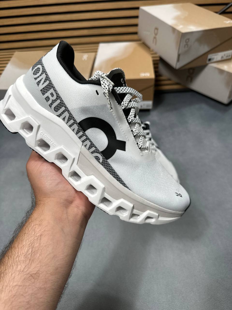 On Running Cloudmonster 2 Trainers Mens in Black/White Fashion Footwear Best Sale AAA Quality UK Reps