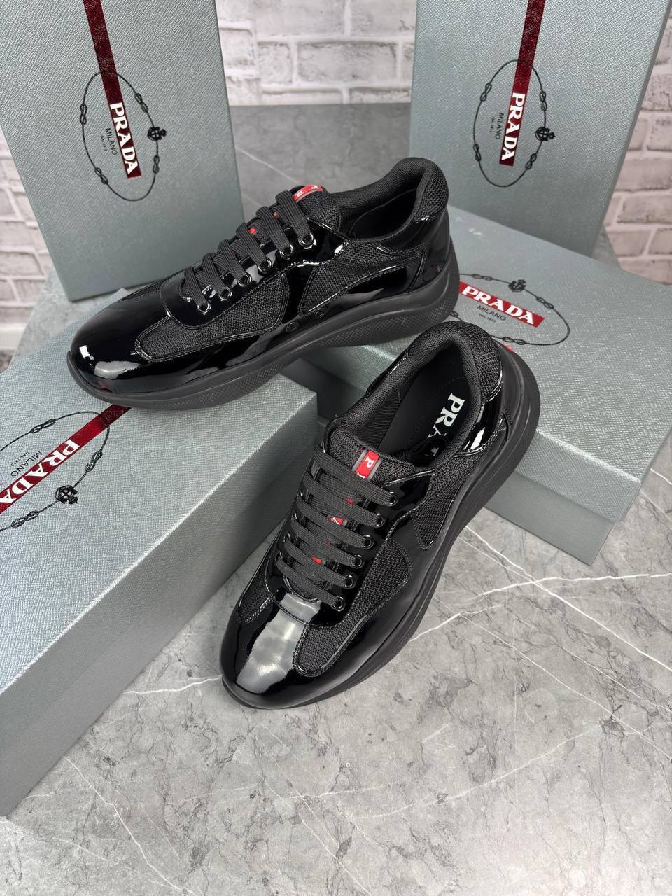 Prada Patent Leather Sneakers America Cups Mens Trainers in Multiple Colors UK Reps AAA Quality