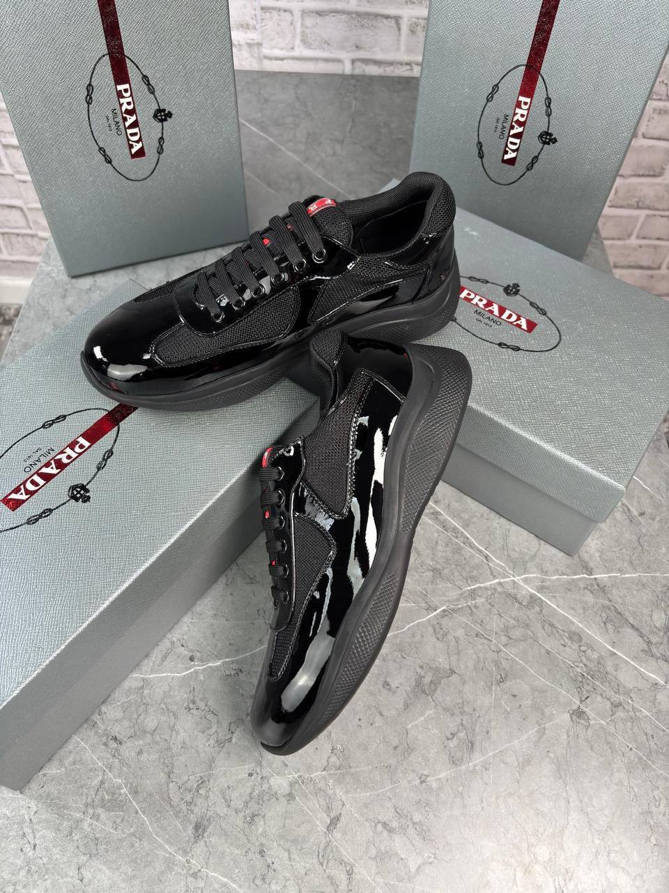 Prada Patent Leather Sneakers America Cups Mens Trainers in Multiple Colors UK Reps AAA Quality
