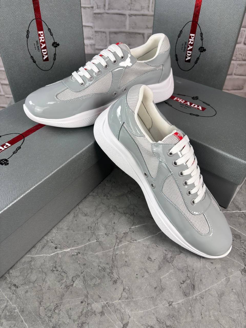 Prada Patent Leather Sneakers America Cups Mens Trainers in Multiple Colors UK Reps AAA Quality