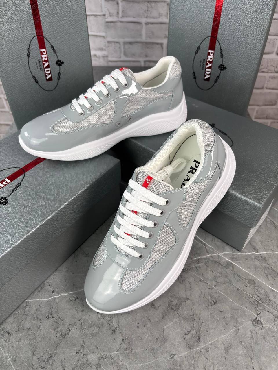 Prada Patent Leather Sneakers America Cups Mens Trainers in Multiple Colors UK Reps AAA Quality