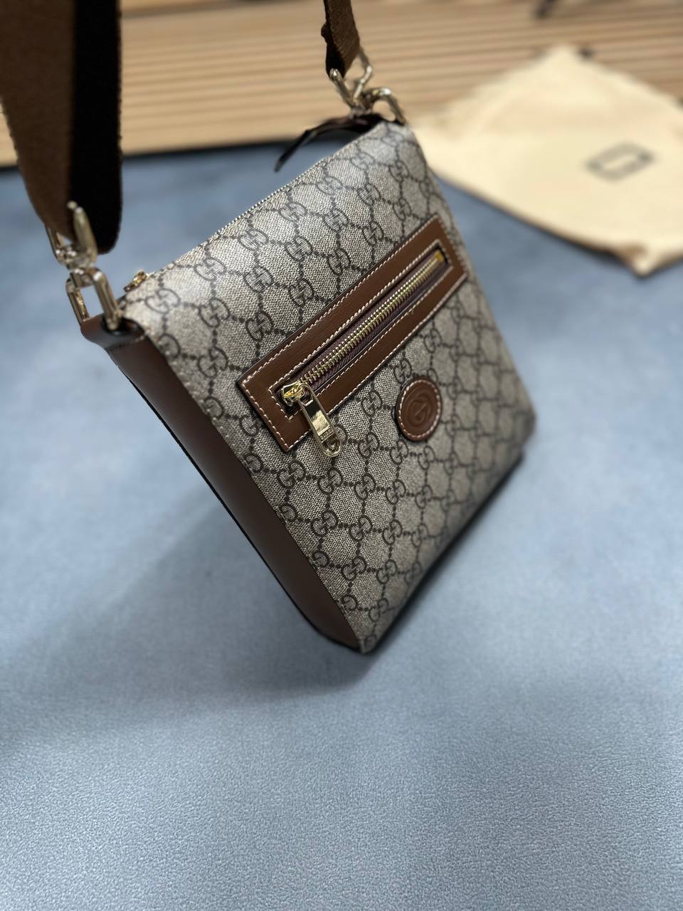 Gucci GG Supreme Messenger Men's Bag Interlocking Beige Brown Best Sale UK Reps AAA Quality
